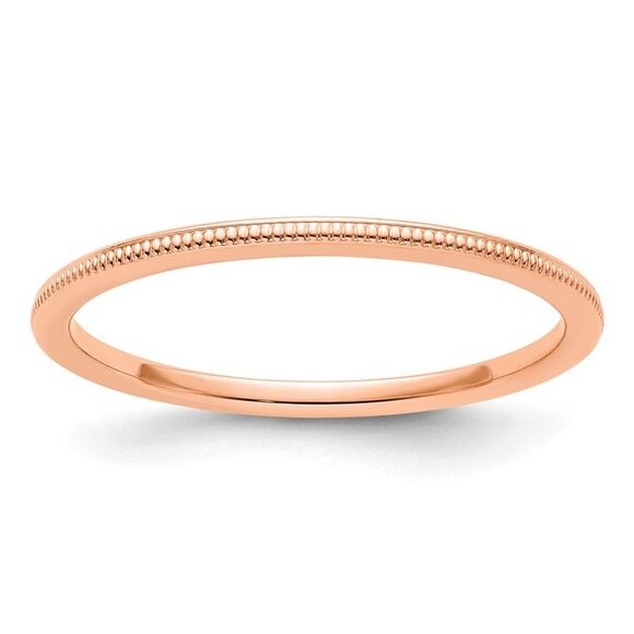 Kazi Luxury 14K Rose Gold 1.2mm Milgrain Stackable Band Size 9